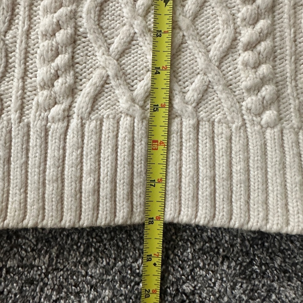 Abercrombie & Fitch Sweater Womens M White Cream Fishermen Cable Knit Pullover - Picture 10 of 16
